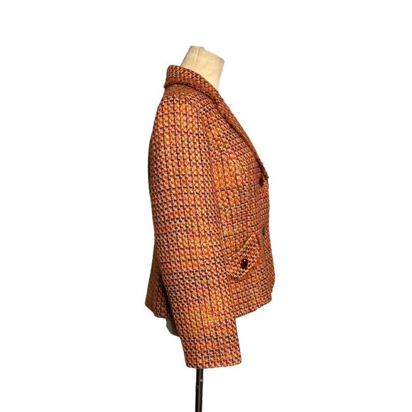 Requirements orange pink woven Fall Blazer size 14P - Picture 3 of 11